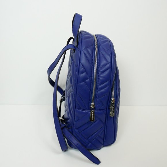 Michael Kors Abbey Medium Backpack Quilted Soft Leather Blue - Picture 4 of 13
